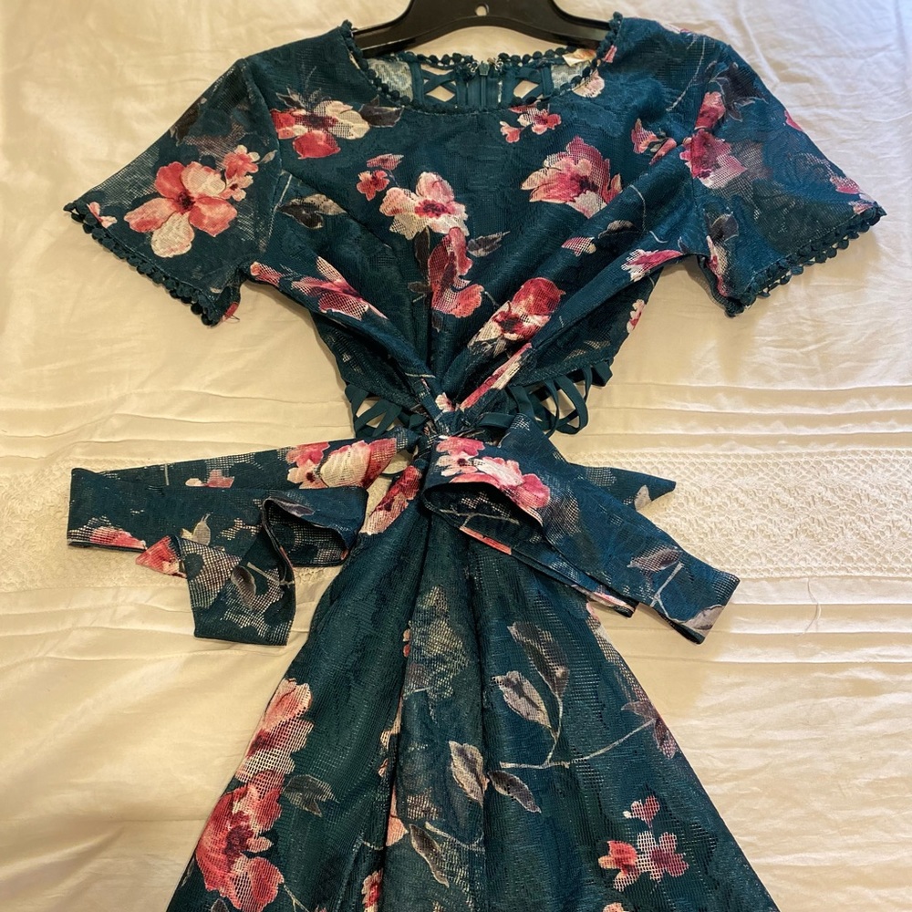 Teal & Pink Floral Romper